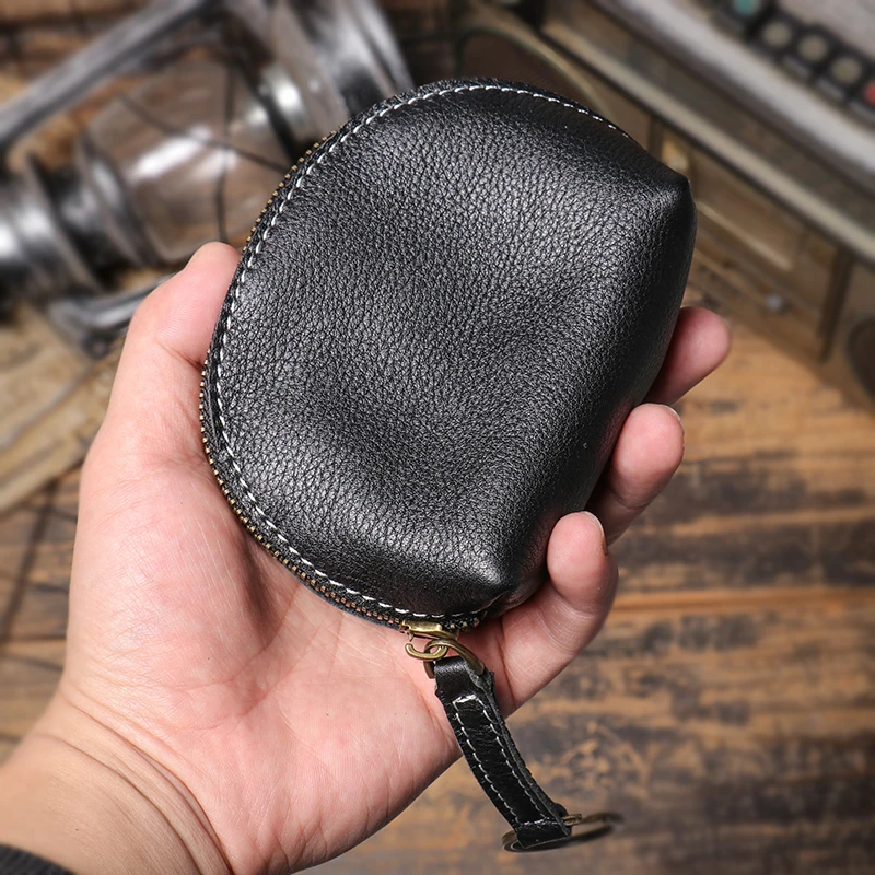 LUOKIR High Grade Real Leather Coin Purse Men's Fashion Key Bag Women Luxury Small Wallet Bank Card Bluetooth Headset Organizer 2