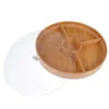 Bamboo Dried Fruit Snack Plate Compartment Food Storage Tray Appetizer Serving Platter Candy Pastry Nuts Dish With Lid 4