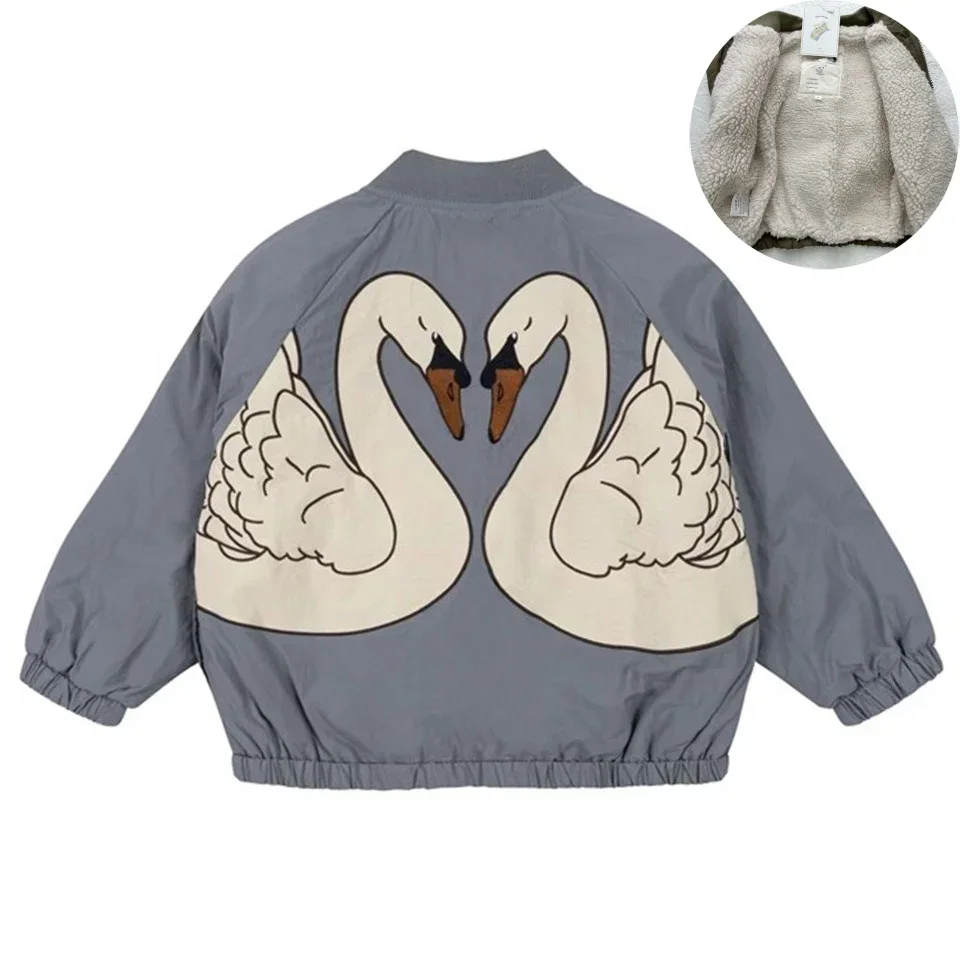 Winter Ks Baby Boys Jacket Lambswool Cotton Cartoon Embroidery Sequin Outerwear Kids Clothes Girls Windproof Coat Flight Suit 2