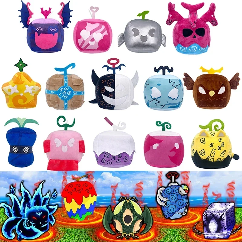 

Blox Fruits Plush Toy Anime Game Stuffed Dolls Fruit Leopard Pattern Box Plushies Figure Peluche Fruits Kids Christmas Gifts
