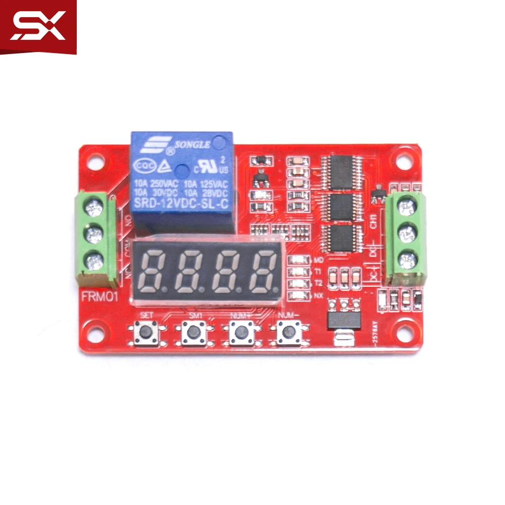 FRM01 LED Digital Time Delay Relay DC 12V 1CH Multifunction Timer Relay