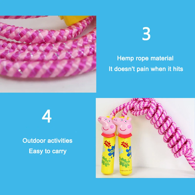 Peppa Pig Skipping Rope Portable Fitness Equipment Children Sports Fitness Anime Jump Rope Length 7 Feet Stay Fit Kids Toy Gifts
