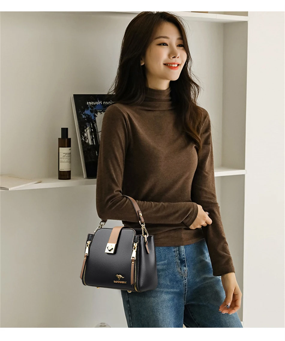 High Quality Leather Handbag Purse Women Bag Trend Luxury Designer Shoulder Crossbody Sac Ladies Branded Messenger Small Tote