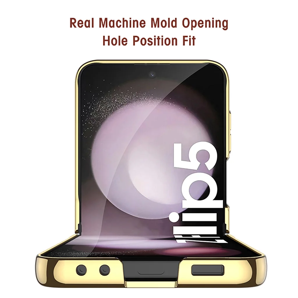 Plating Marble Patterned Tempered Glass Cover For Galaxy Z Flip5 Flip4 Flip3 5G Case Hard Shockproof Cover