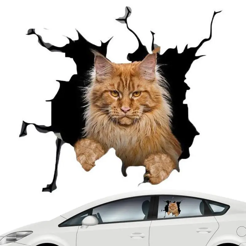 

Cat Stickers For Cars Realistic Animal Car Window Decal Waterproof Scratches Cover Car Door Window Cling For Bumper Window