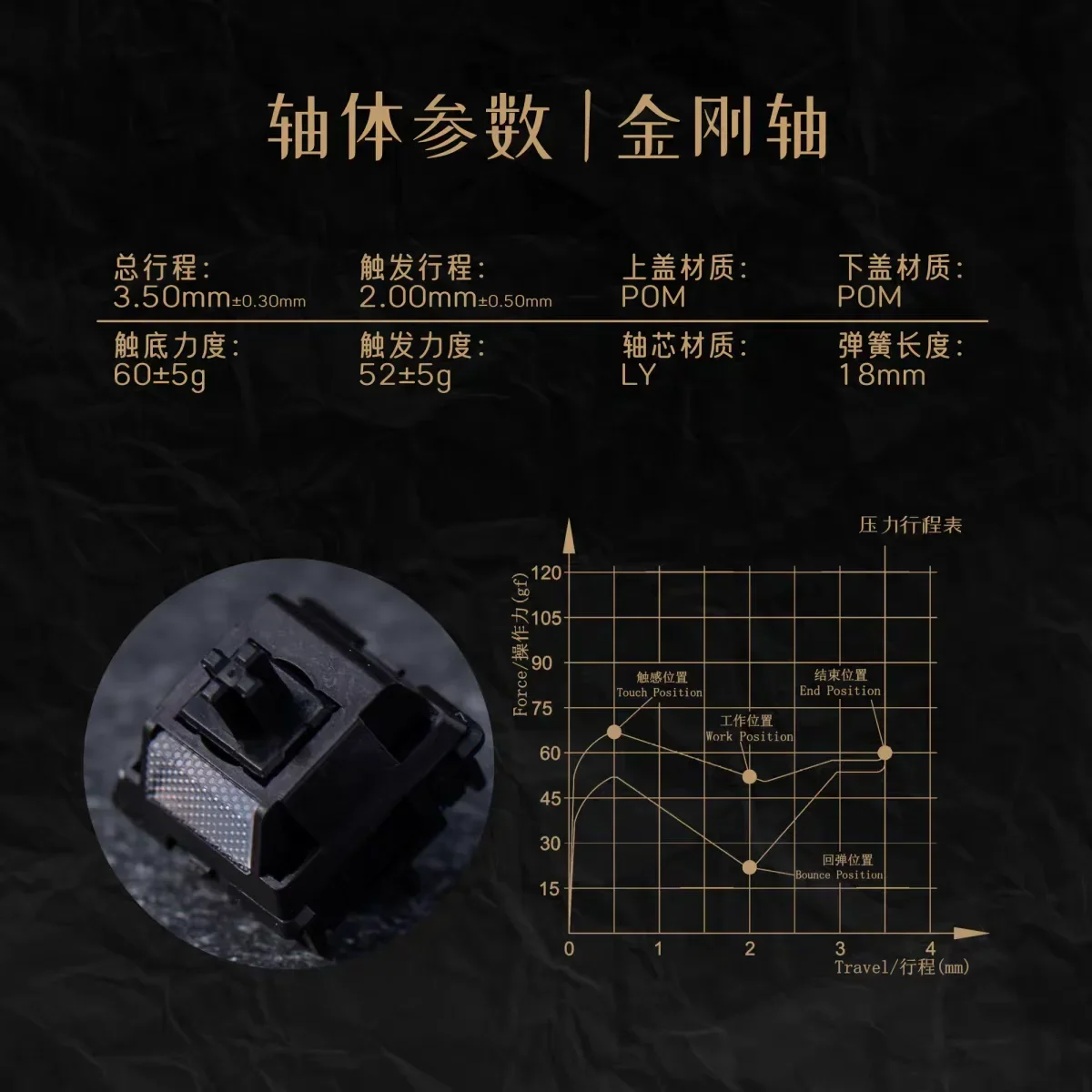 HAIMU 다이아몬드 스위치 52g HP 택타일 프리루브드 5핀 핫스왑 LY 스템 하이무 다이아몬드 스위치 (MX 기계식 키보드 스위치용)