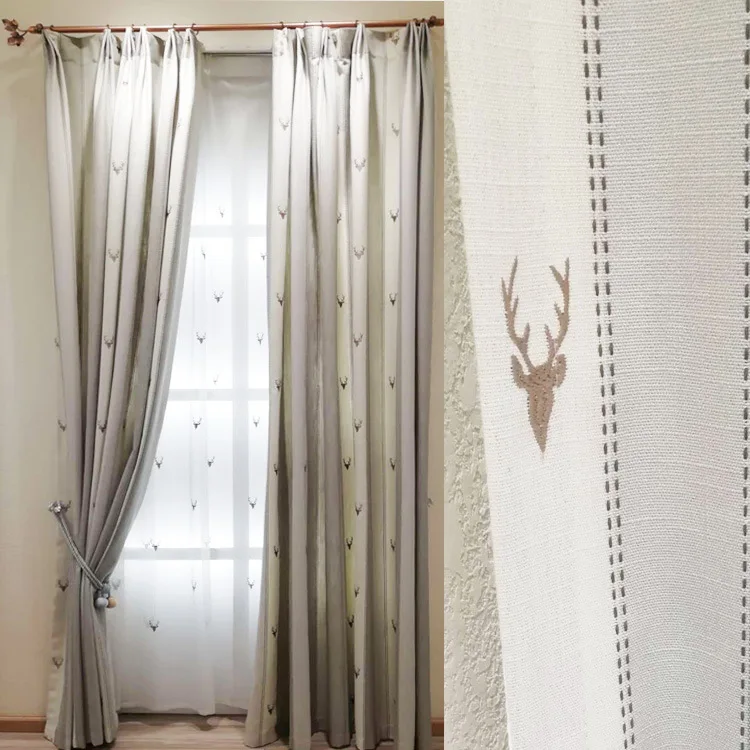 

2021 Новые простые современные нордические полосатые занавески с вышивкой Лось шторы для детской комнаты занавески для гостиной столовой спальни