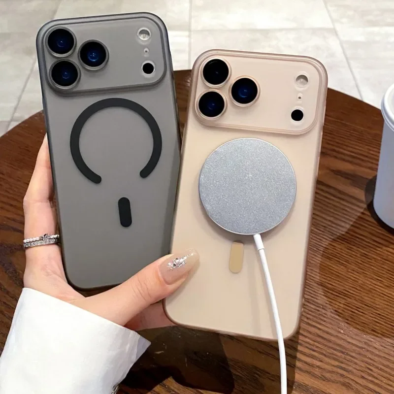 Luxury Ultra Thin Matte Clear Magnetic Wireless Charging Case