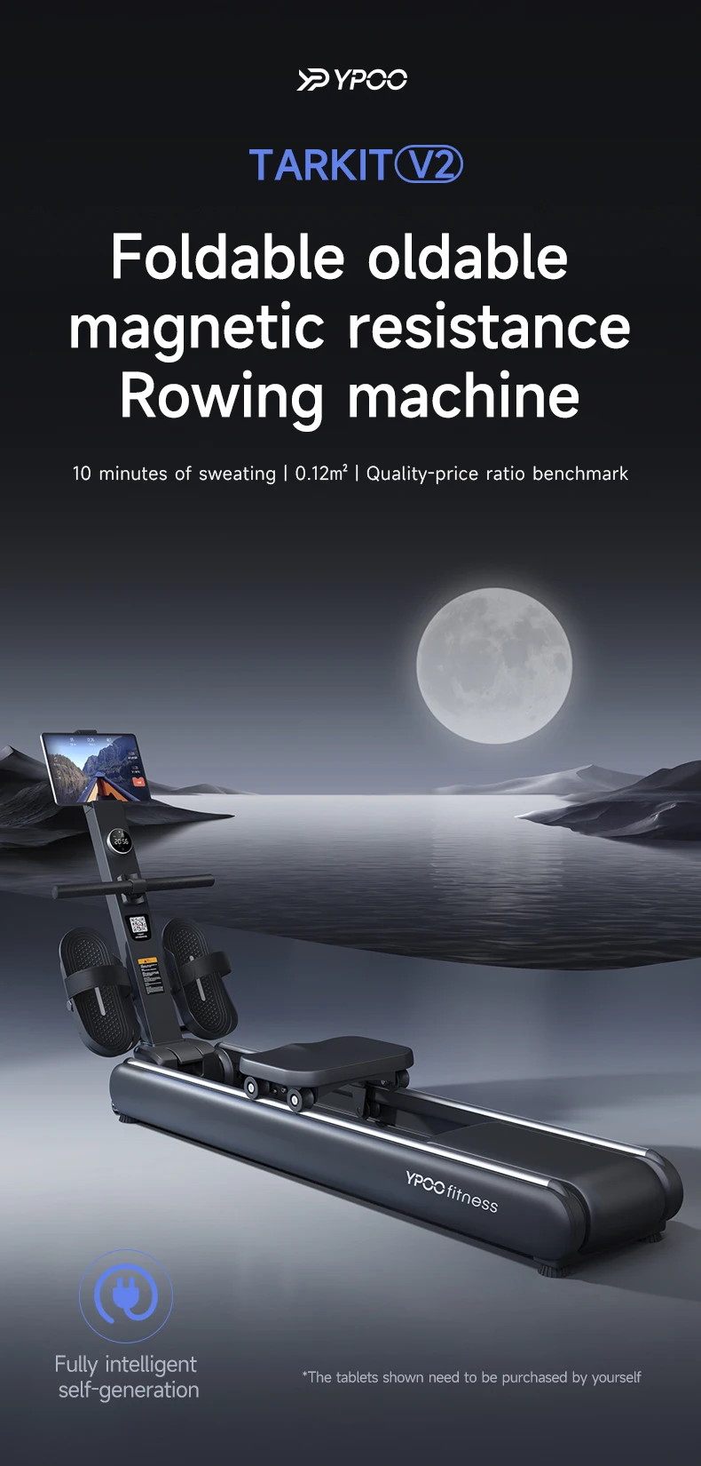 Description Picture 2 of itemnew  Fitness Gym Fitness Air Rower High Quality home  smart portable rower  magnetic foldable Rowing Machine  with app