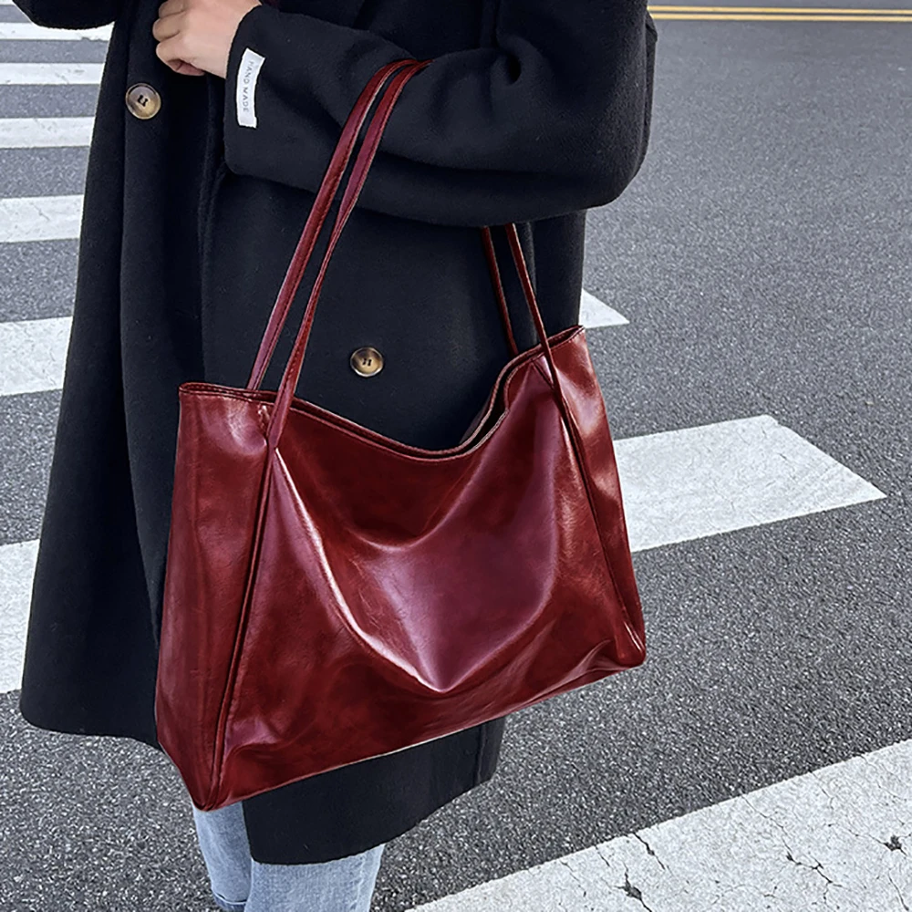 

Women Tote Bag Fashion Underarm Pouch Large Capacity Soft Pu Leather Shoulder Bag Retro Crossbody Bag Casual Portable Bucket Bag