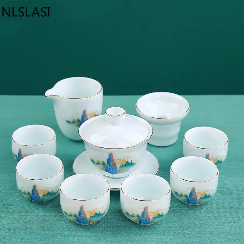 

10 pcs/set Exquisite Ceramic Tea sets Handmade kettles tea cups Household filter porcelain teapot Chinese teaware drinkware