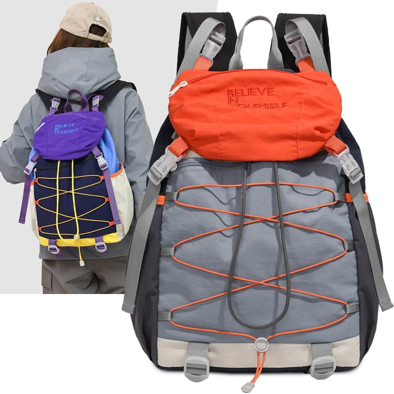 Lightweight Hiking Backpack Drawstring Large Capacity Outdoor Cycling Touring Trekking Sports Double Shoulder Bag