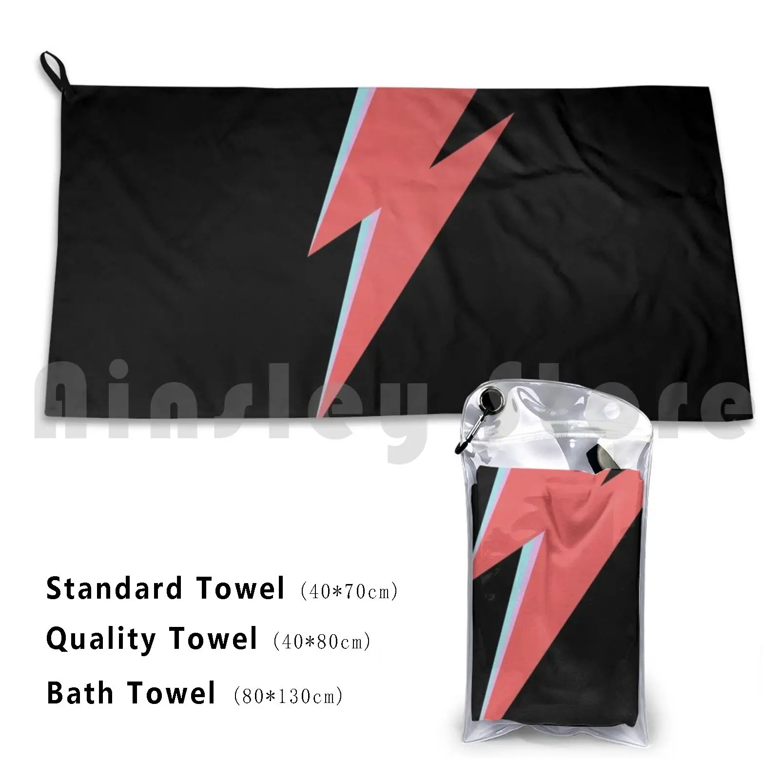 Towel Bowie Bolt Hat Lightning Bolt Classic Red Blue Purple Thunder 3D Laptop Teen