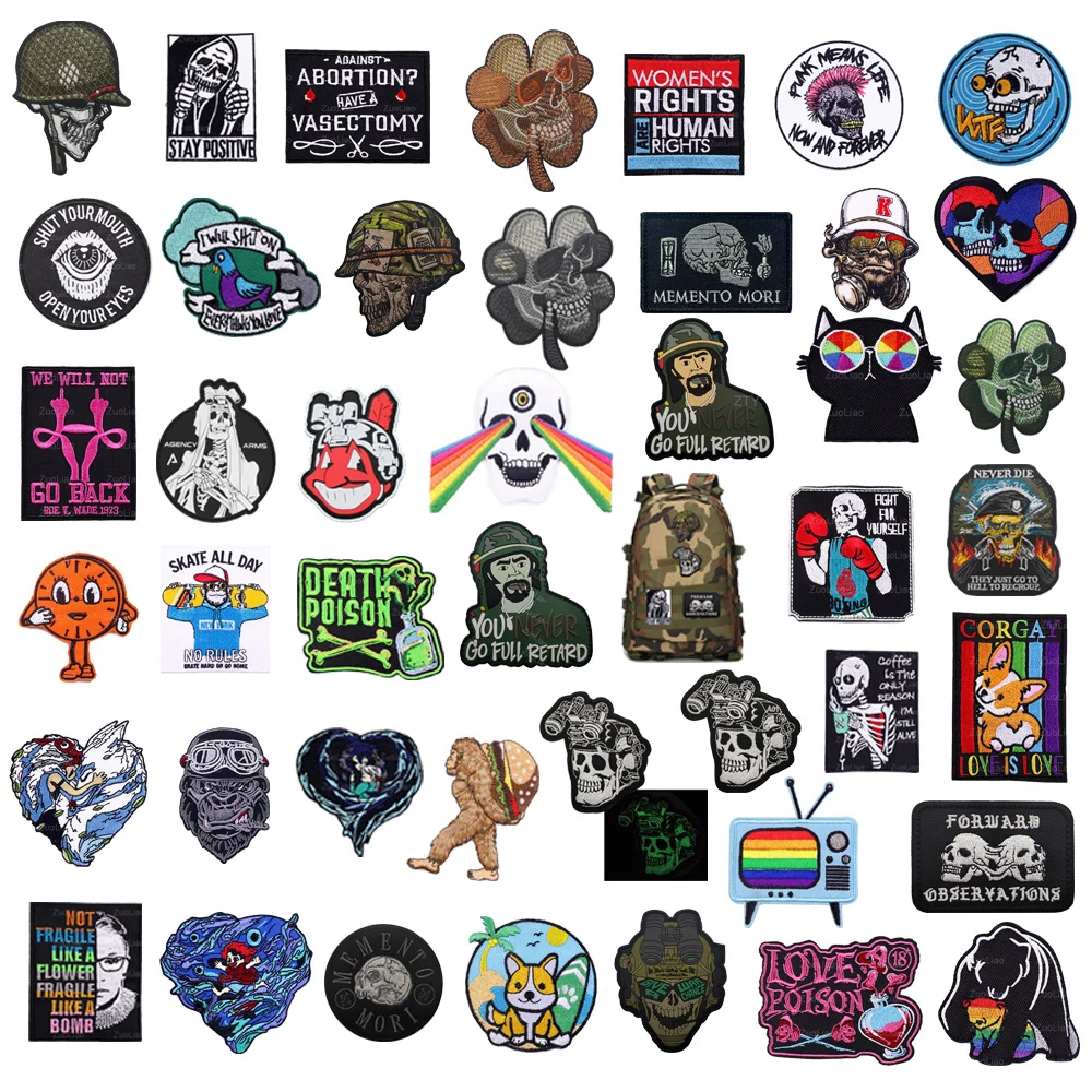 

New Design 3D Embroidery Punk Style 3D PVC Skull Series Badge English Letter Clothing Jacket Backpack Custom Patch
