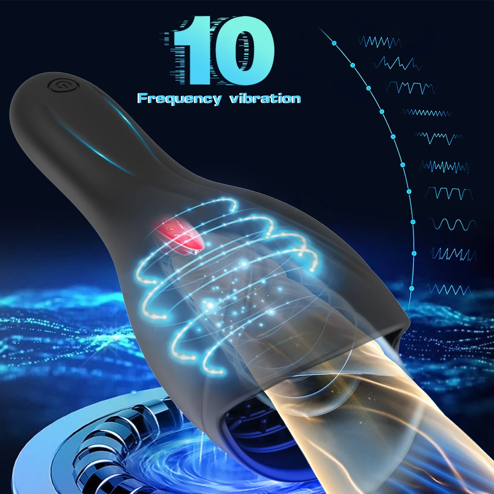 Male Masturbator Cup Tongue Licking Penis 10 Speed Glans Vibrating Massager Endurance Trainning Sex Toys