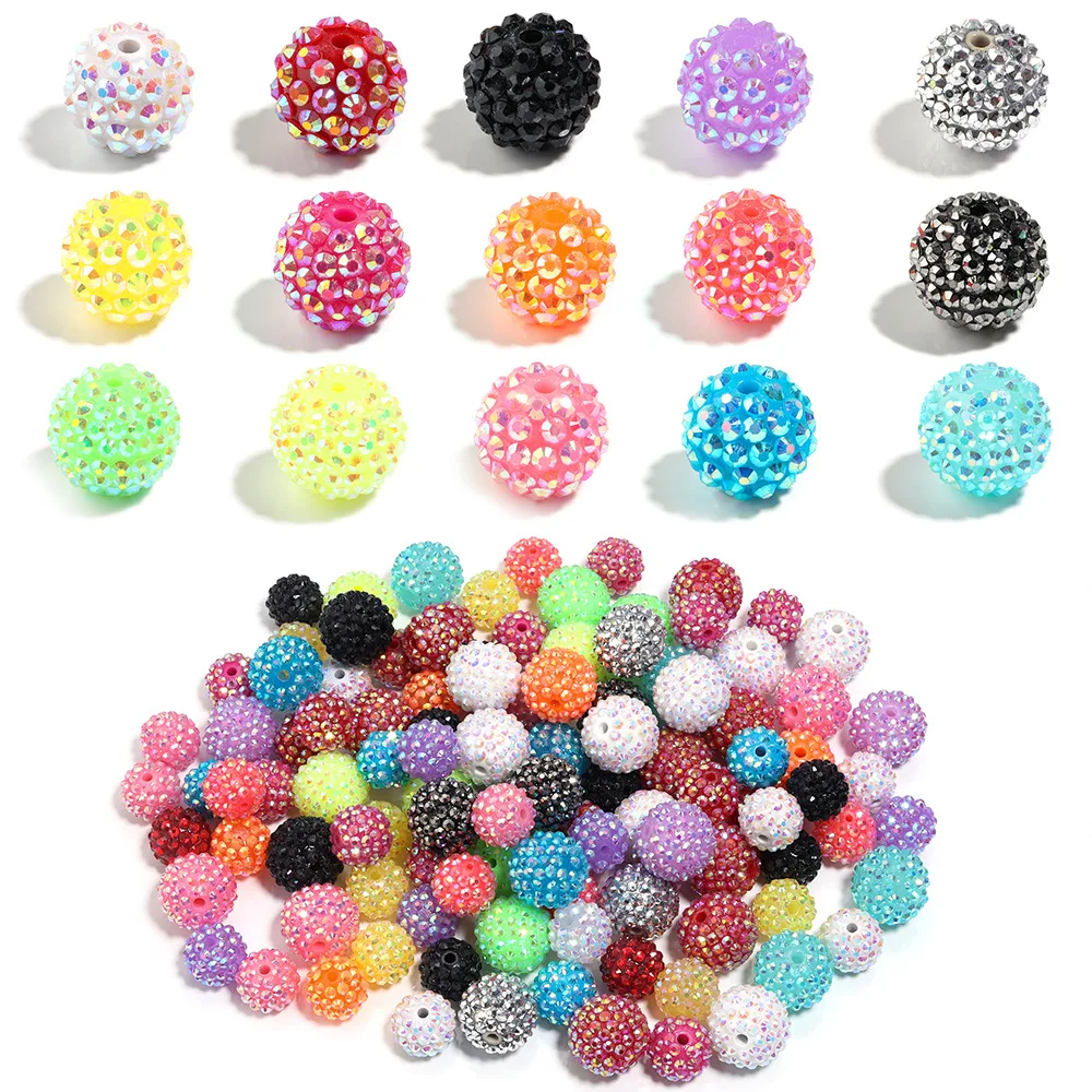 80 Pcs 16mm Rhinestone Beads - Mixed Color Crystal Disco Ball Beads For Jewelry Making