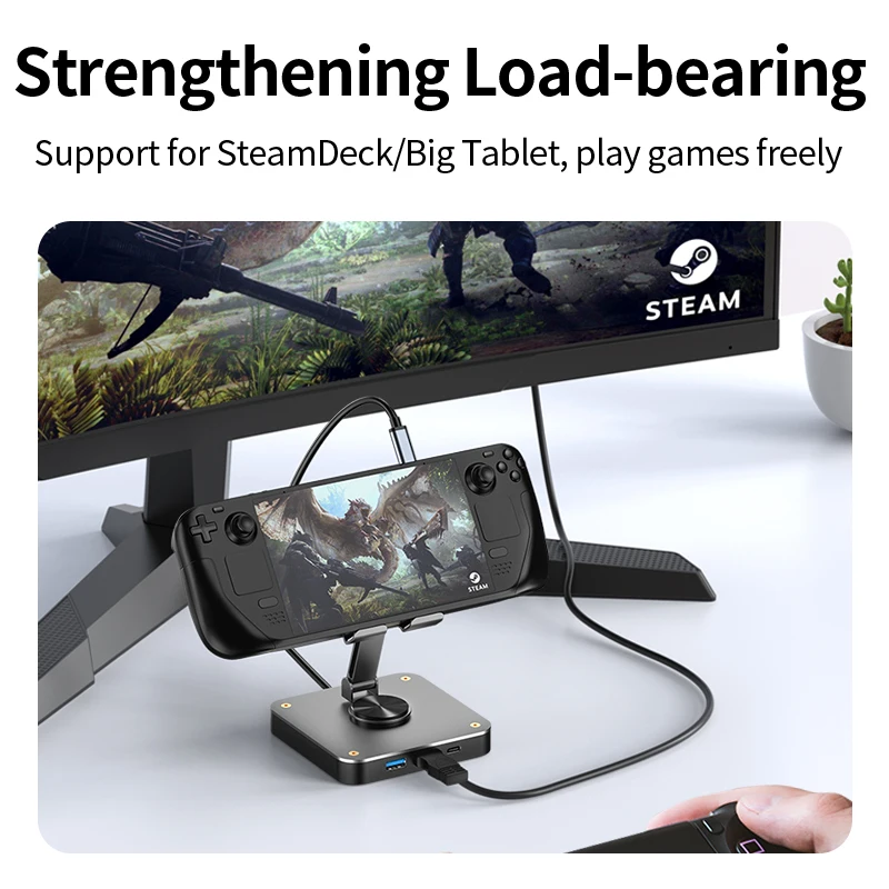 Unnlink USB C 도킹 스테이션 태블릿/휴대폰 접이식 스탠드, 4K 60Hz HDMI, PD 100W, iPad Pro/Air iPhone 15 스위치용 USB 2.0