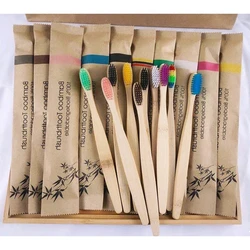 Eco - Friendly Bamboo Toothbrush Set with Soft Bristles - Pack of 10 (10PCS (mixed color))