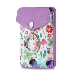 Floral Magnetic Phone Wallet with Universal Finger Ring Holder (PURPLE)