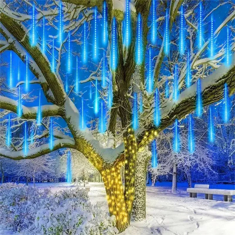 1/2/3/4 Pcs LED Meteor Shower Fairy String Garland Curtain Lights Christmas Decor Outdoor Wedding Street Garden Decor Navidad