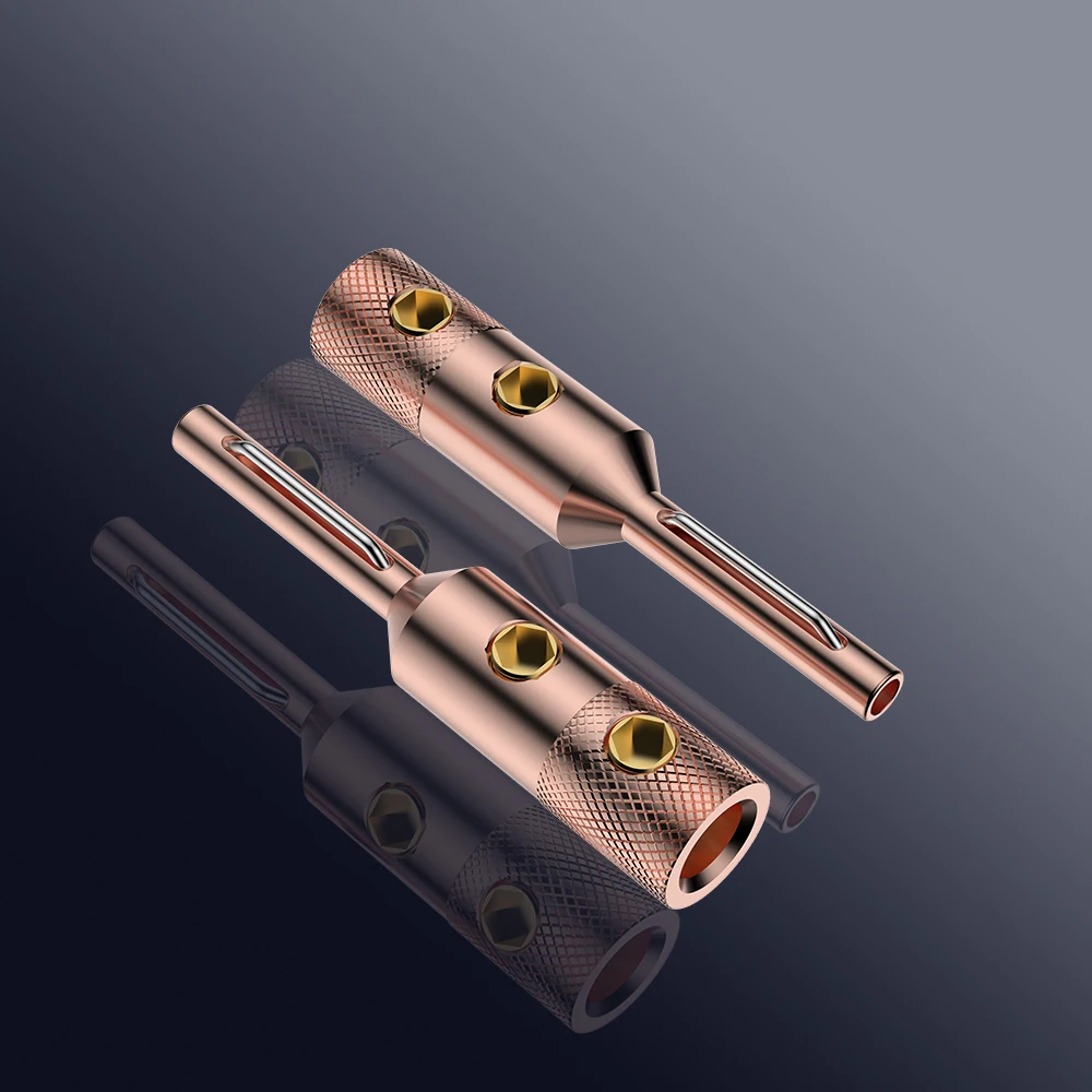 Viborg 하이 퀄리티 퓨어 레드 구리 바나나 커넥터 터미널 플러그 커넥터, 스피커 와이어용 4mm, VB401, 4 개