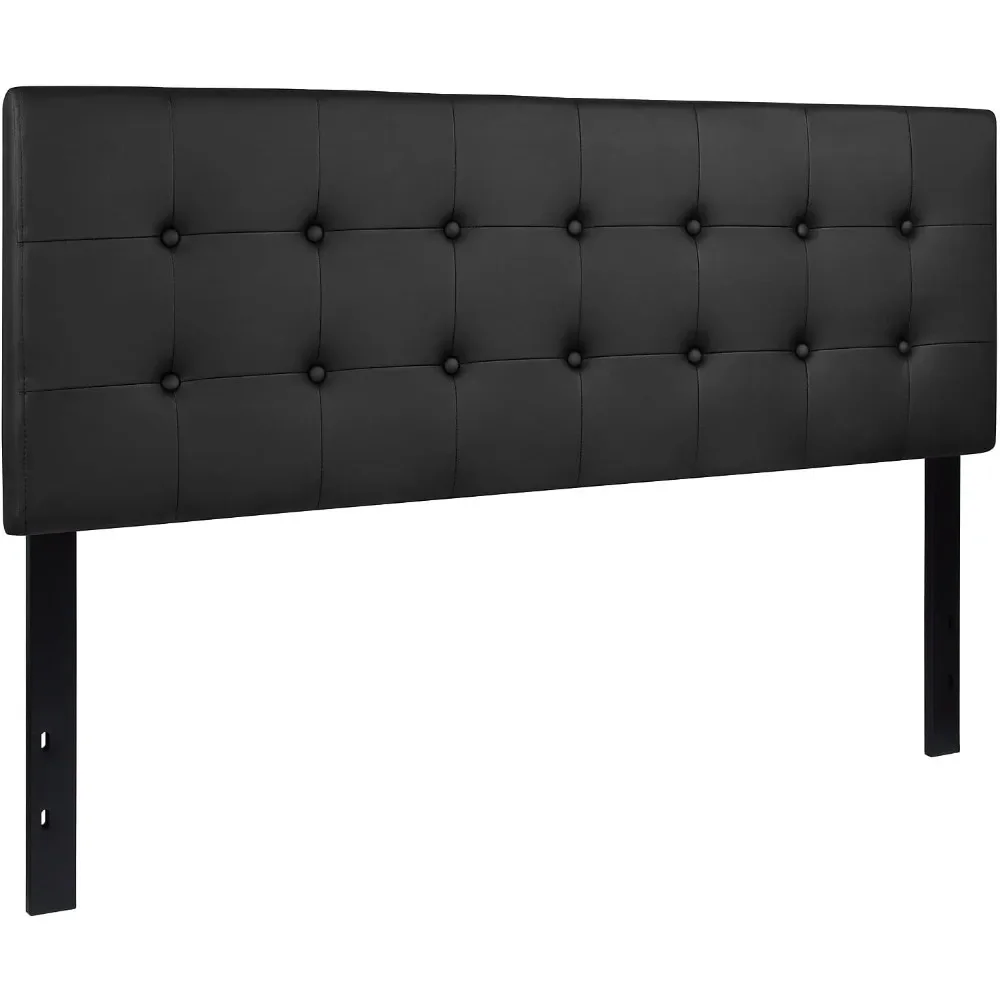 

Furniture Tufted Upholstered Headboard for Queen Size Bed Contemporary Vinyl Tufted Headboard With Adjustable Height Black Heads