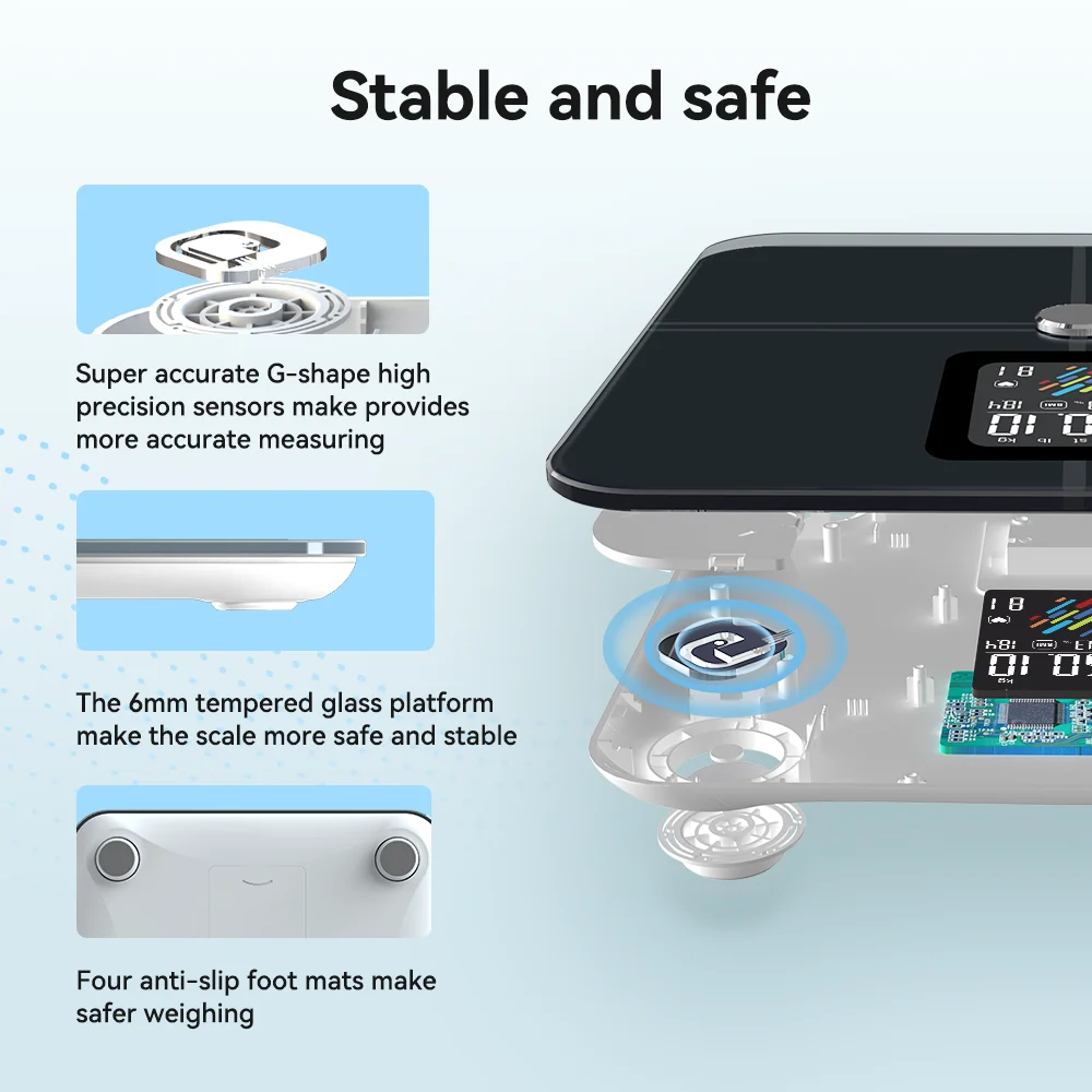 Smart Scale for Body Weight Fat, Digital Bathroom Weighing Machine for Accurate BMI Muscle Mass Composition, Home Use 6