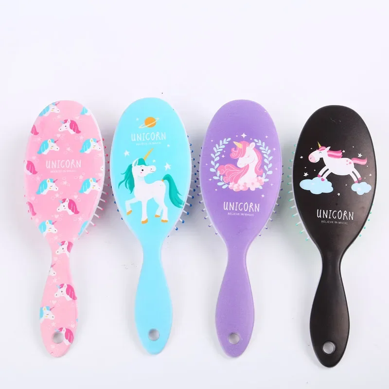 Cute Combs Cartoon Unicorn Animal Anti-static Hair Brush Massage Comb Shower Wet Detangle Hair Brush Salon Hair Styling Tools