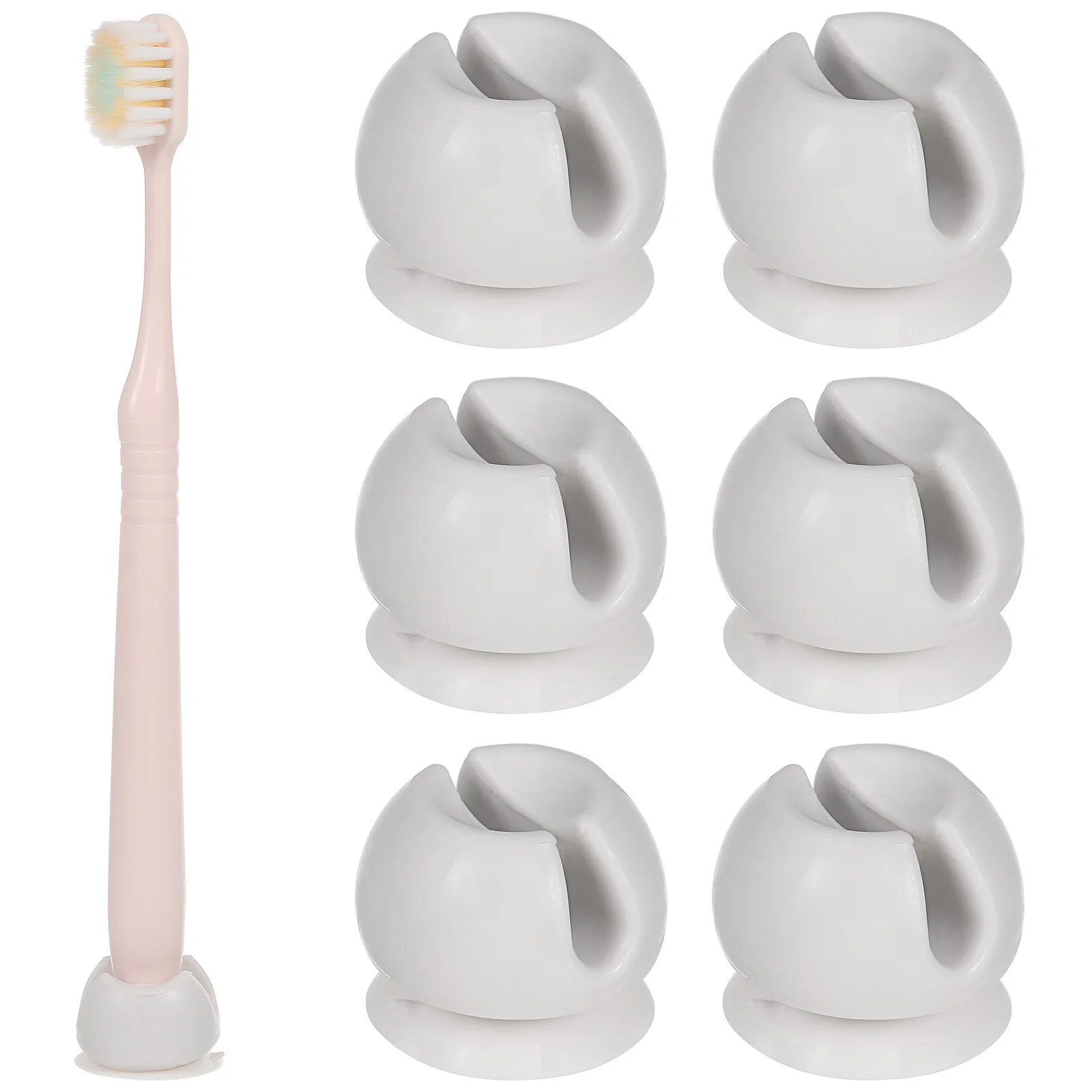 6 Pcs Suction Cup Toothbrush Holder Plastic Self Adhesive Holder Wall Shower Toothpaste Holders Bathroom Household Merchandises