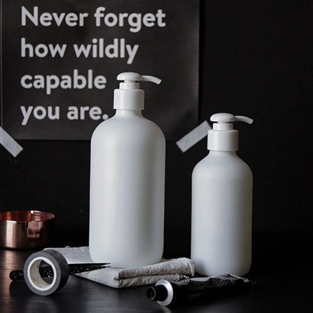 

250ml 500ml Soap Dispenser Shower Gel Hand Washing Shampoo Bottles Bathroom White Glass Refill Empty Sub-bottle