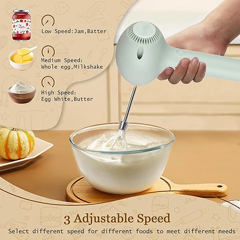 Wireless Portable Electric Food Mixer Automatic Whisk Dough Egg Beater Baking Cake Cream Whipper Kitchen Tool 3