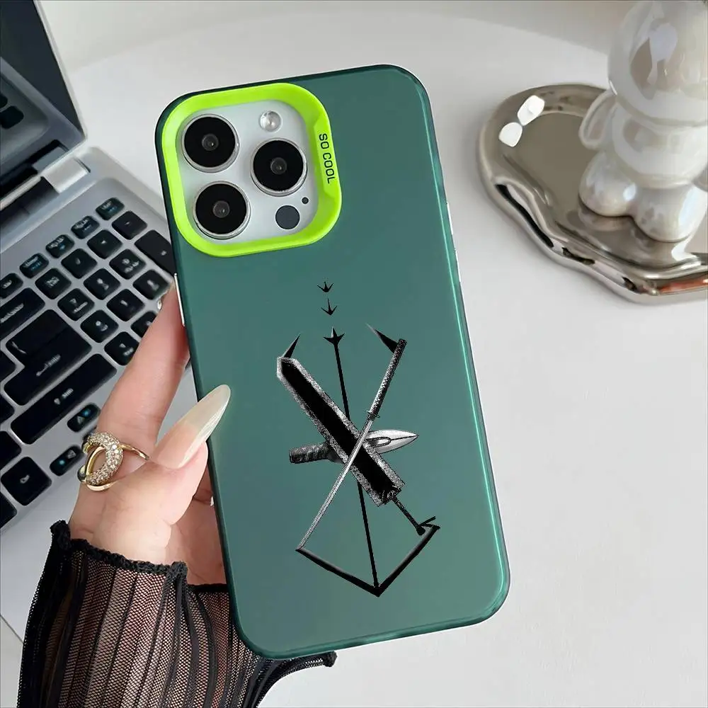 Berserk Anime Electroplated Silver Button Phone Case