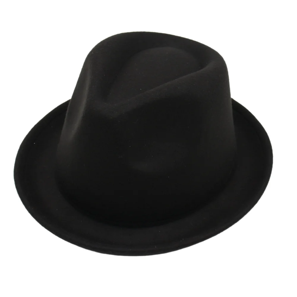 

Vintage Men Solid Fedora Hats Women Retro Black Trilby Hat Autumn Winter Elegant Wholesale Top Hats Classic Jazz Wool Felt Hat