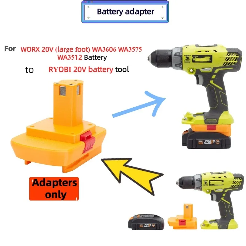 

Battery Converter Adapter For WORX 20V (large foot) Battery TO For RYOBI 18V Battery Cordless Drill Tool (Only Adapter)