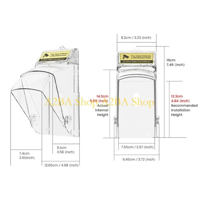 A2BA 대형 비디오 초인종용 강력한 플라스틱 방수 커버는 최대 14.2cm X 7.5cm 비바람을 수용합니다.