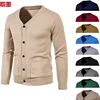 Fall Winter Men's Large Size Knitted Cardigan Casual V-Neck Base Layer Sweater Cross-Border Shipping Comfortable Knitwear