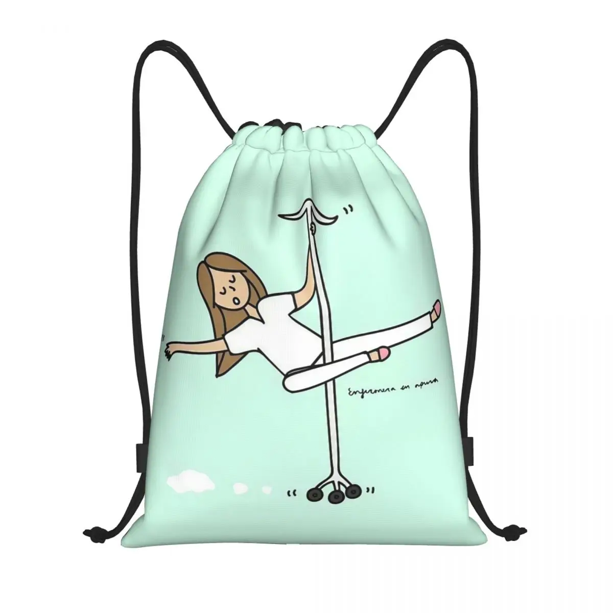 Mochila con cordón para gimnasio, resistente al agua, para hacer ejercicio, con diseño de enfermera en apuros