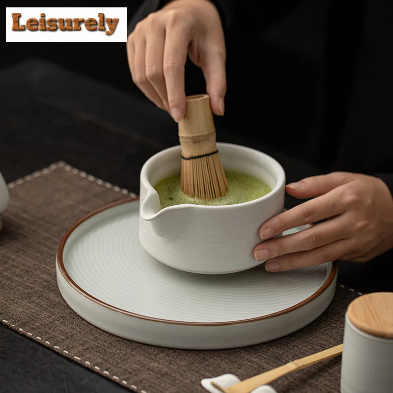 Ru Kiln Tea Set Complete Set Whisk Batidor Japanese Matcha Set Kit Green Tea Powder Tea Making Bamboo Tranditional Tea Sets Gift