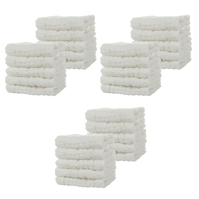 

Муслиновые банные полотенца для малышей, 30 упаковок многоразовых мягких абсорбирующих хлопковых полотенец для малышей, белого цвета
