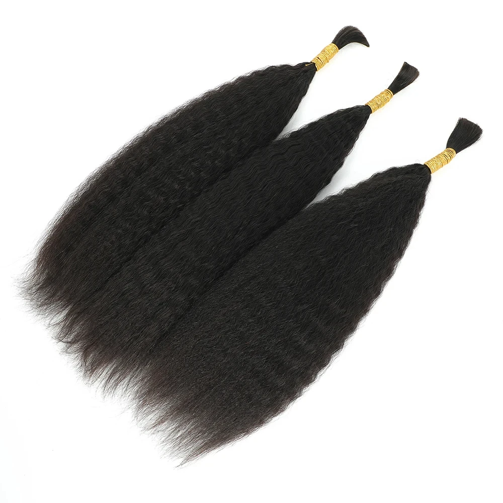 Kinky Straight Human Braiding Hair Extensions Brazilian Remy