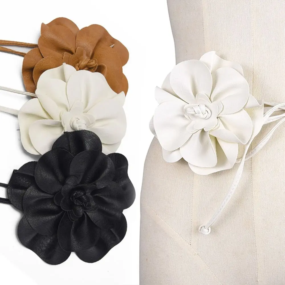 Elegant Floral PU Leather Waist Belt: Luxurious Decorative Woven Strap