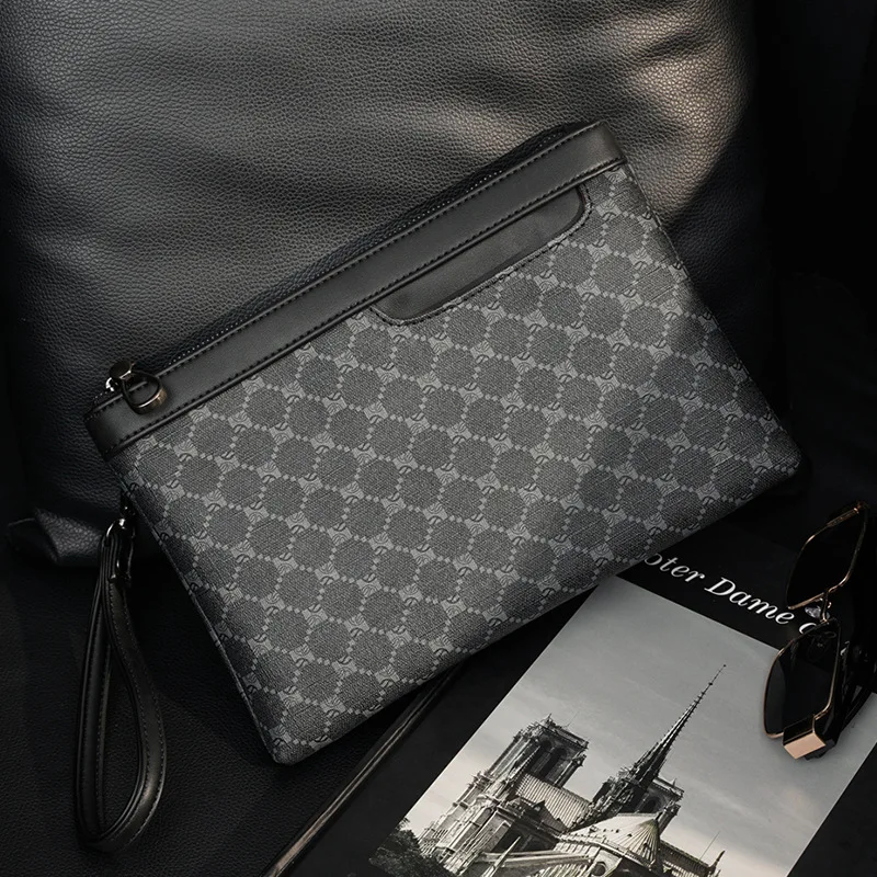 

Fashion Plaid Print Clutch Men New Design Men's Clutches Hanbags Luxury PU Leather Business Envelope Bag Male Clutch Handbags