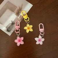 Little Flower Colorful Keychain Sweet Resin Gradient Key Chain Transparent Color Diy Cute Bag Keychains Pendant Girls Jewelry 2