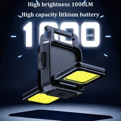 Small Led Flashlight Keychain Camping Lantern USB Rechargeable Lamp LED COB 90 ° Rotation Tent Camping Lamp Outdoor Strong Light