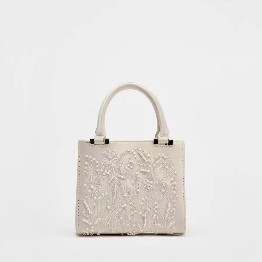 Fashion Floral Embroidery Square Bag High Quality Tote Bag Large Capacity Women's Handbag Lady Purse Shoulder Messenger Bag