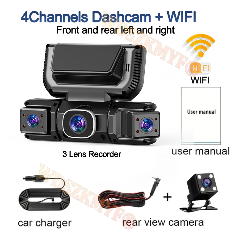 Nuevo WIFI 4 canales 360 grados coche Dvr 1080P grabadora de vídeo WiFi aplicación Dashcam 24h Monitor de estacionamiento cámara de visión trasera grabadora de coche camara grabación para coche,cámara trasera coche