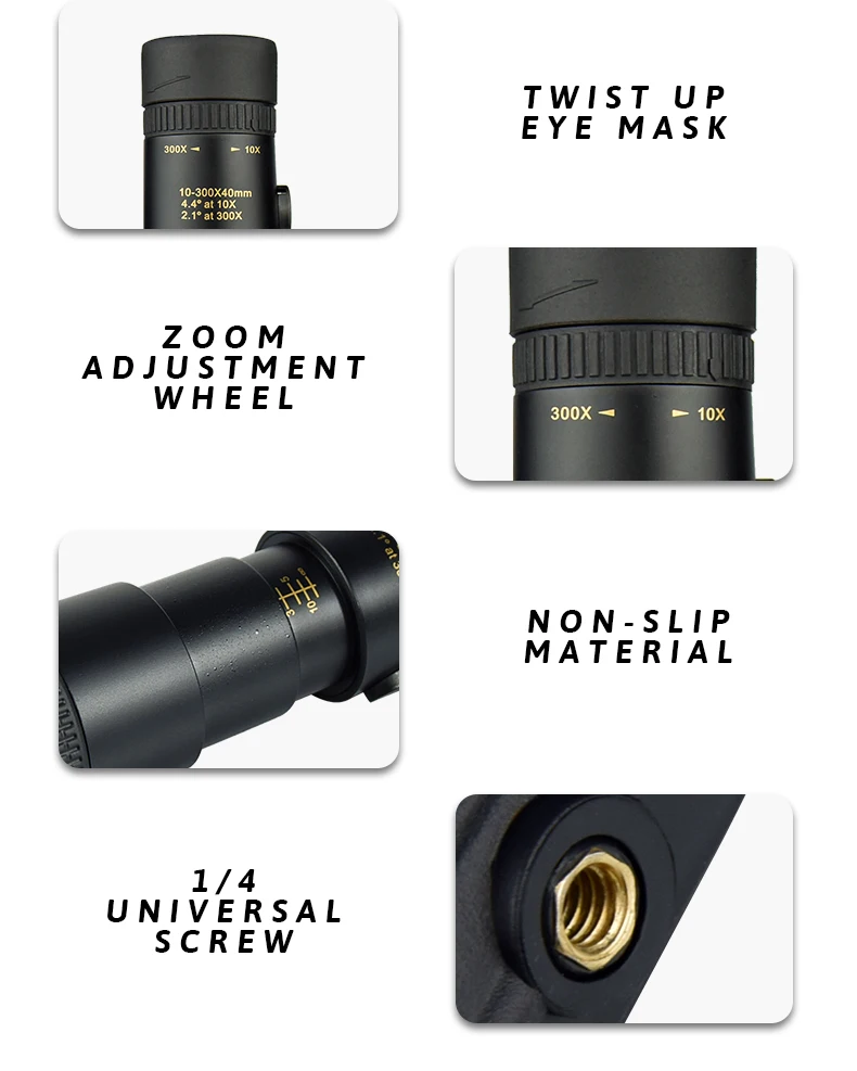 S88579e6ae77345988e894ad3f9599267z Zoom monokularowy teleskop wysokiej mocy 10-300x40mm HD ulepszony przenośny ze statywem i uchwytem na telefon do obserwacji ptaków polowania na kemping
