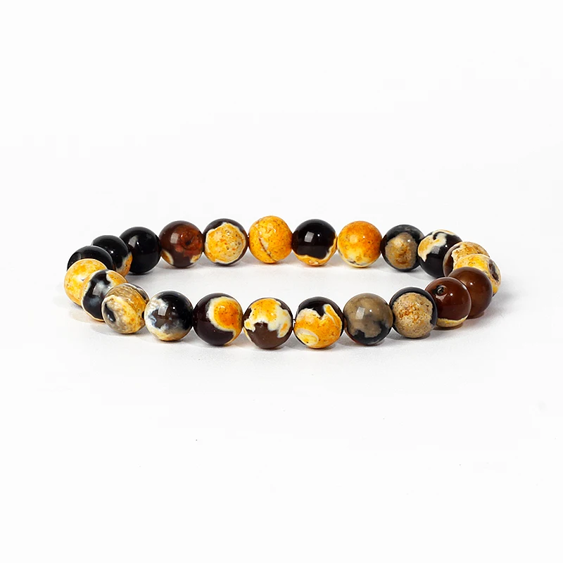 Colorful Striped Agates Stretch Bracelets for Women Nature Stone Beads Healing Bracelets Men Energy Crystal Quartz Yoga Jewelry