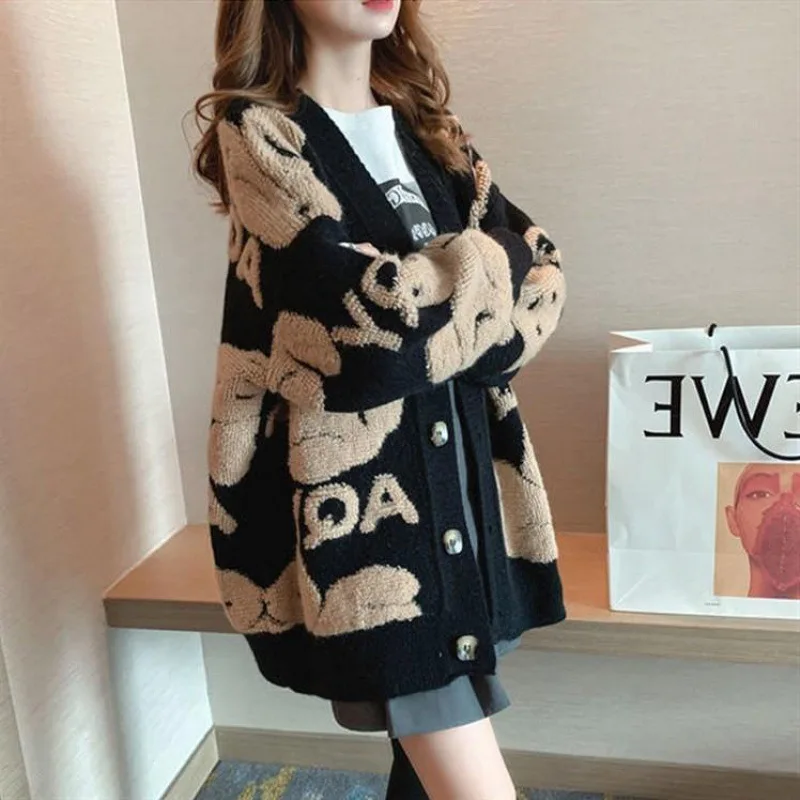 

Loose Sweater for Women, Oversize Christmas Coat, Korean Fashion, Sweet Cardigans, Thick Winter Clothes,