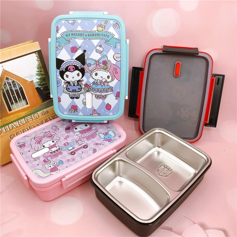 

Sanrioed Kuromi Cinnamoroll Kt Cat Cartoon Kawaii Lunch Box Cute Office Worker Students Lunch Bento Microwave Camping Tableware